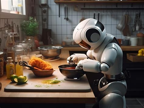 Premium Photo | A Robot is cooking in a kitchen