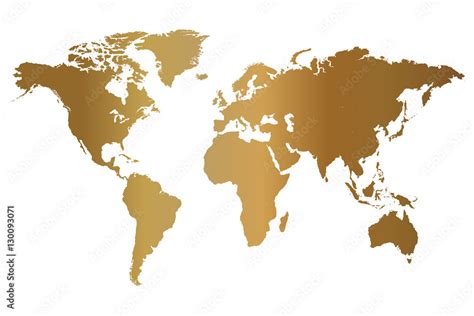 Gold World Map Illustration Stock Vector | Adobe Stock