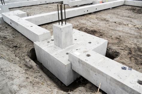 c): Precast foundation with Tie beam slotted in place. | Download ...