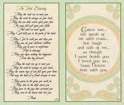 Irish Blessing Prayer Card Funeral - Blogs