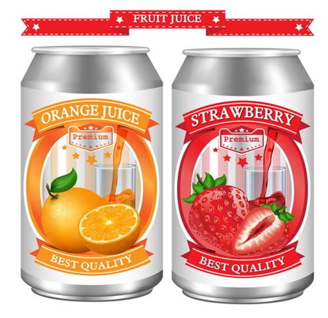 Orange with strawberry juice labels design vector free download