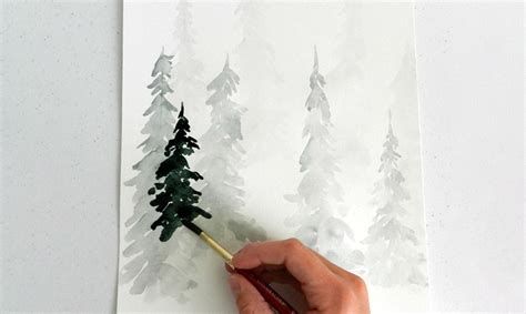 Watercolor Pine Trees Tutorial: How to Paint a Wintery Forestscape ...