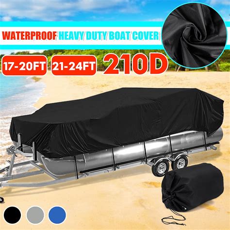 210D 17-20Ft 21-24Ft Heavy Duty Trailerable Pontoon Boat Cover Storage Waterproof Boat Cover ...