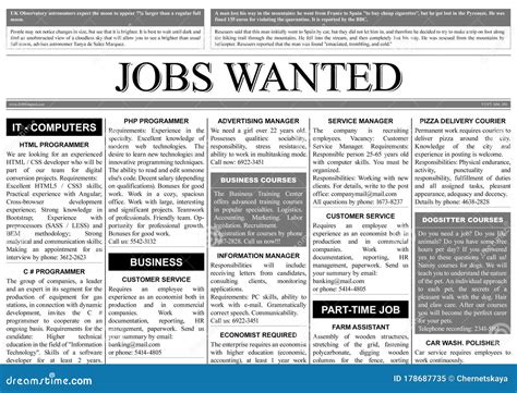 Job Search. Newspaper Full Of Advertisements Editorial Image ...