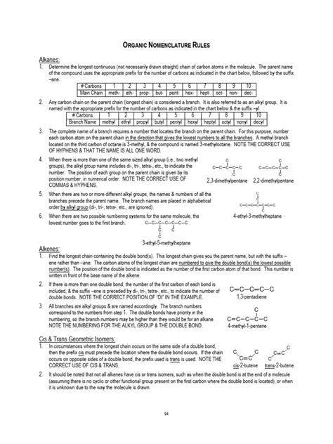 Orgo Naming Rules | PDF | Alkene | Amine