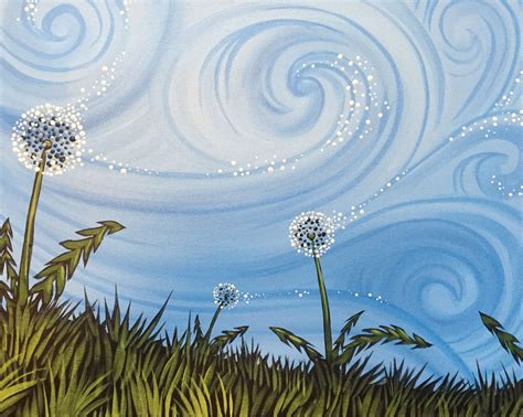 Dandelion Drift from Muse Paintbar, beginner painting idea. | Dandelion ...