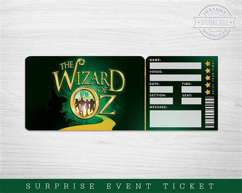 Printable Wizard of OZ Broadway Surprise Ticket Musical - Etsy