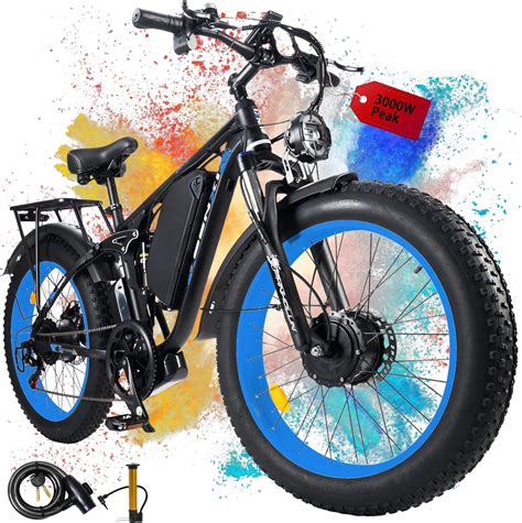 Dual-Motor 4000W/3000W Peak Fat-Tire Electric-Bike for Adults-Women-Men ...