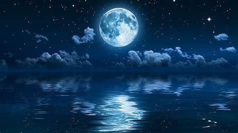 full moon, stars, sea, sky, night, night sky HD wallpaper | Fond d'écran coloré, Fond d'ecran ...