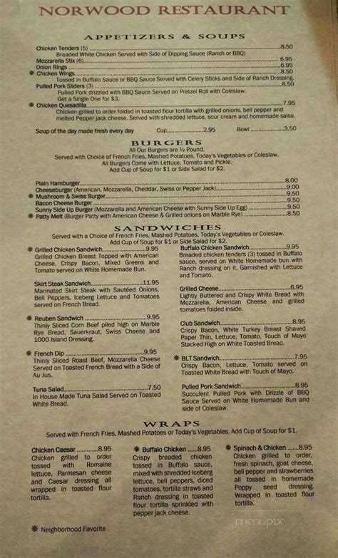 Menu of Norwood Restaurant in Chicago, IL 60631