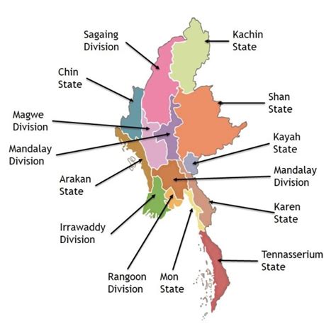 Myanmar Map With State And Division