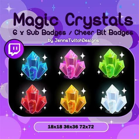 6 x Twitch Sub Badges / Cheer Bit Badges Magic Crystals | Etsy