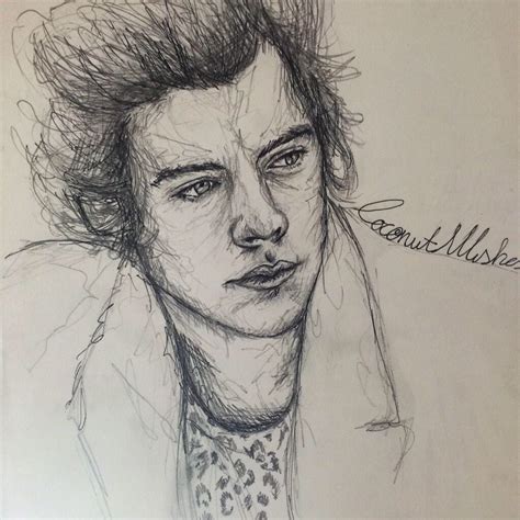 Messy Ink drawing of Harry Styles from One Direction | Harry styles, Desenhos aleatórios, Desenhos