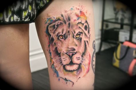 Watercolour Lion Tattoo | Lion tattoo, Tattoos, Tattoo studio