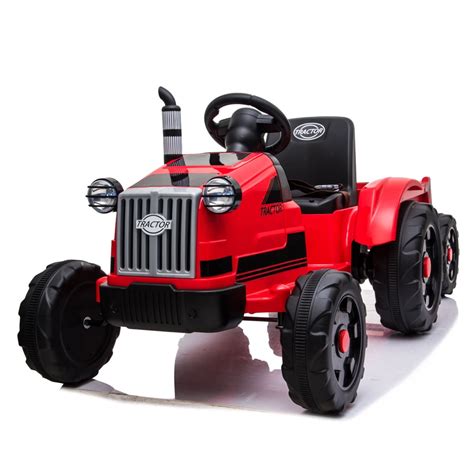 Toy Tractor with Trailer Ride On Tractor Toys with LED Lights 3 Gear Shift Ground Loader for ...