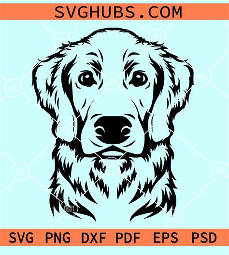 Golden retriever Clip Art svg, Dog SVG, Golden retriever Face Svg, Golden retriever Dog breed ...