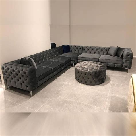 Black Design L-Shape Sofa - Mehshan Interiors