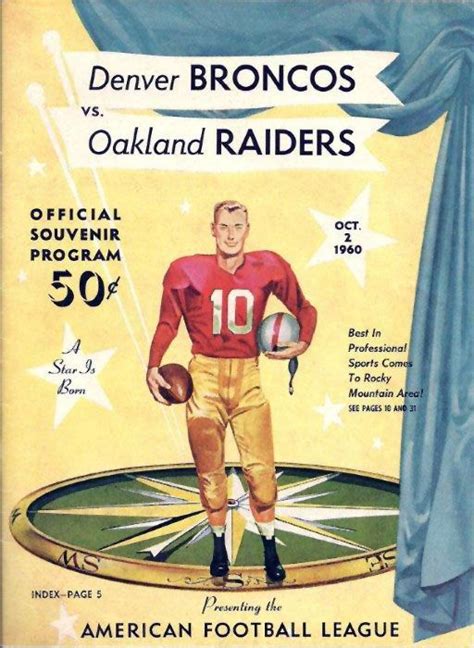 1960 Denver Broncos vs Oakland Raiders Program American Football League #AFL #Football #Vintage ...