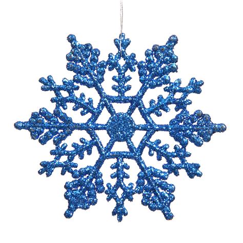 4 inch Artificial Glitter Snowflake Ornament (set of 24): Blue | M101402