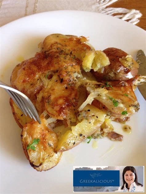 Greek style baked potatoes with onions and Kasseri cheese. | Greek ...