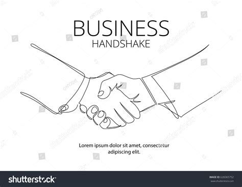 Handshake Continuous Line Vector Drawing Business Stock Vector (Royalty ...