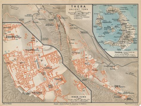 1909 Thera Greece Antique Map