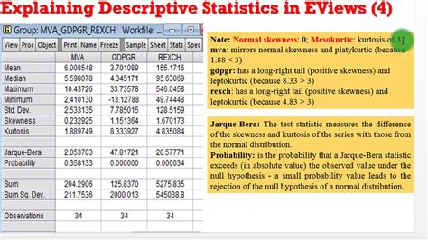 (EViews10):Interpret Descriptive Statistics #descriptivestats #interpret #eviews #output - YouTube