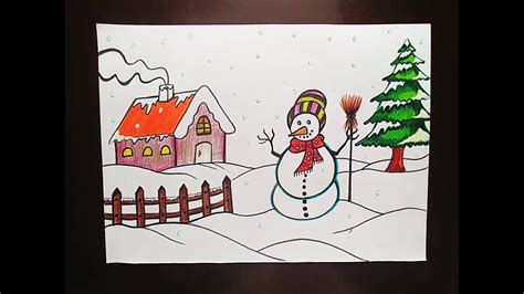 Drawing Winter Season Scene - Draw-weiner