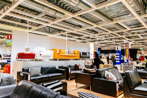 Interior of large IKEA store with a wide range of products in Malmo ...