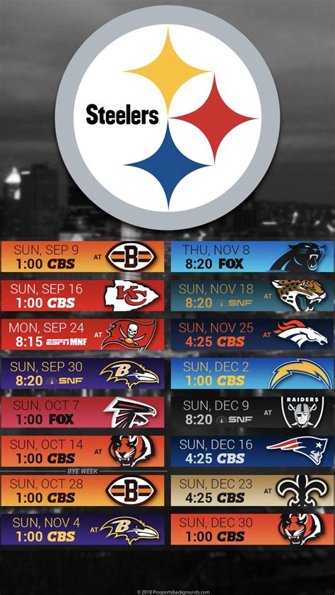 2018 schedule iPhone wallpaper : r/steelers