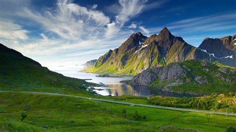 Green mountains and lake in norway widescreen high resolution wallpaper ...