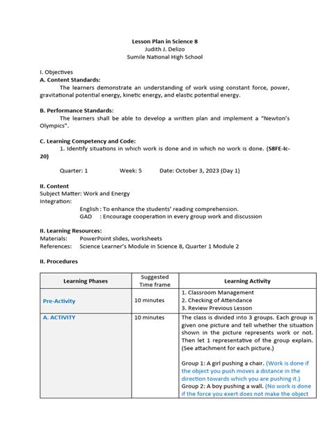 Science 8 Q1 W5 D1 | PDF | Force | Learning