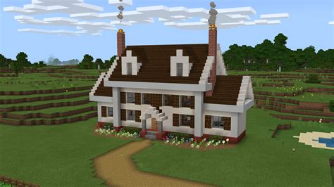 My attempt at a simple Colonial Farmhouse : r/Minecraft