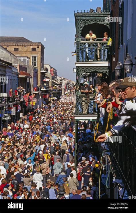 Bourbon Street, Fat Tuesday (Mardi Gras), New Orleans carnival. Louisiana, USA Stock Photo - Alamy