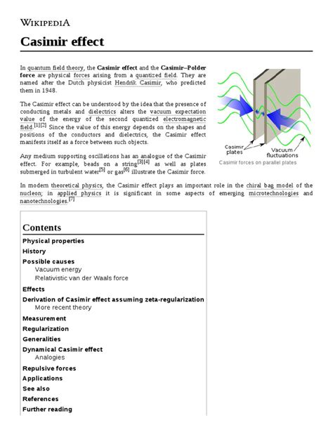 Casimir Effect: Casimir Forces On Parallel Plates | PDF | Science | Physics