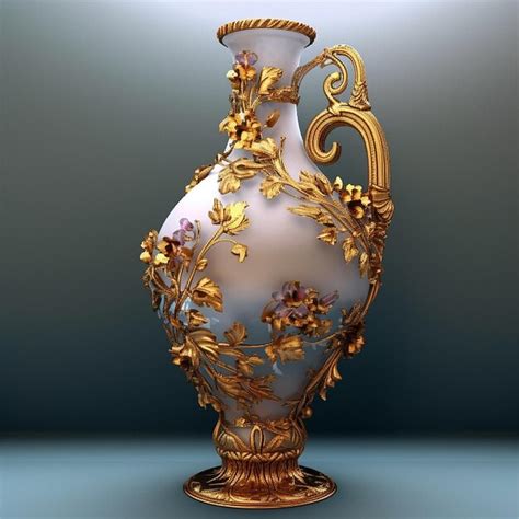 Premium AI Image | a large white vase with a gold design on it