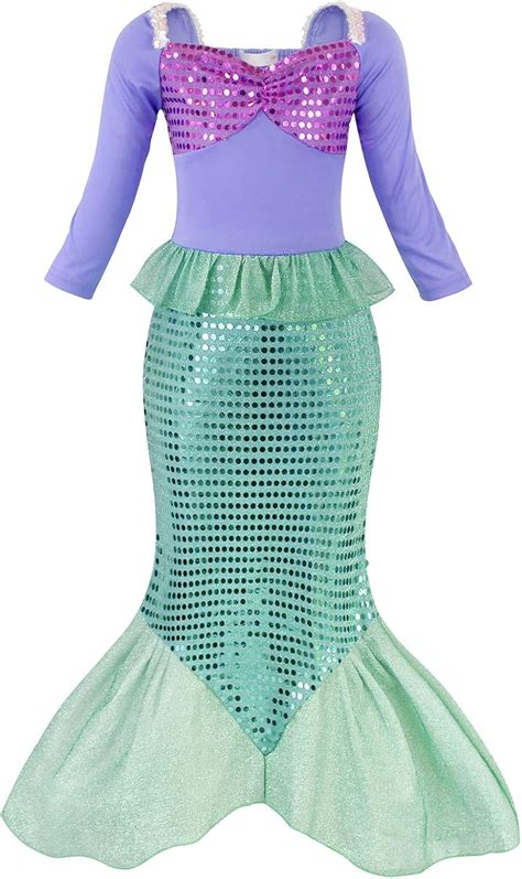 AmzBarley Il Costume della Sirenetta Ariel Vestito vestirsi Ragazza Bambina Coda di Pesce ...