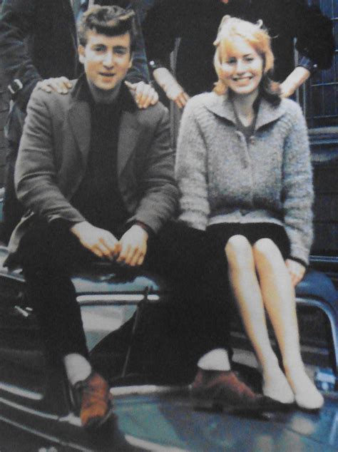 Photo of John Lennon and his future wife Cynthia Powell sitting on a ...