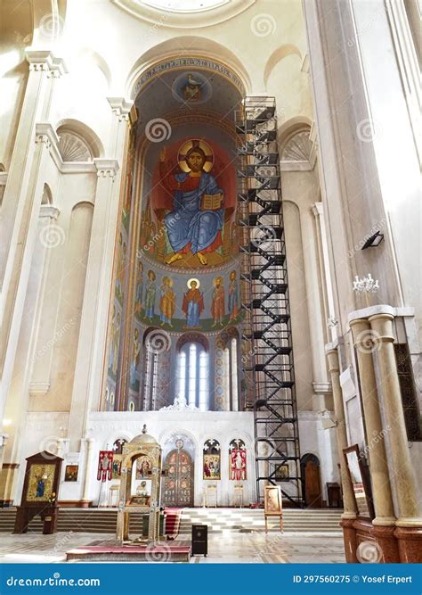 Interior of the Holy Trinity Cathedral in Tbilisi Stock Image - Image ...