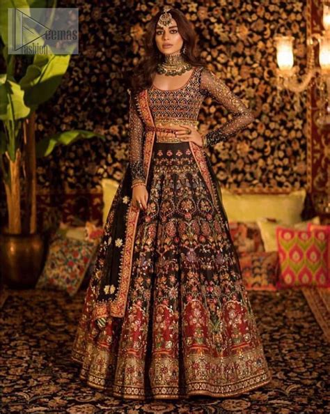 Pakistani Wedding Gown - Black Traditional Lehenga Blouse