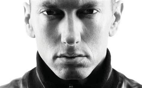 Download Black And White Eminem Portrait Wallpaper | Wallpapers.com