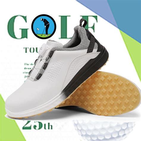 Genuine Leather Golf Shoes for Men Waterproof Leather Golfer Sports ...