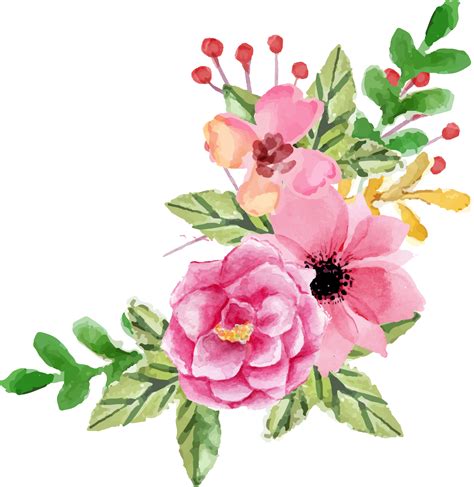 Watercolor Pink Flowers Png - Image to u