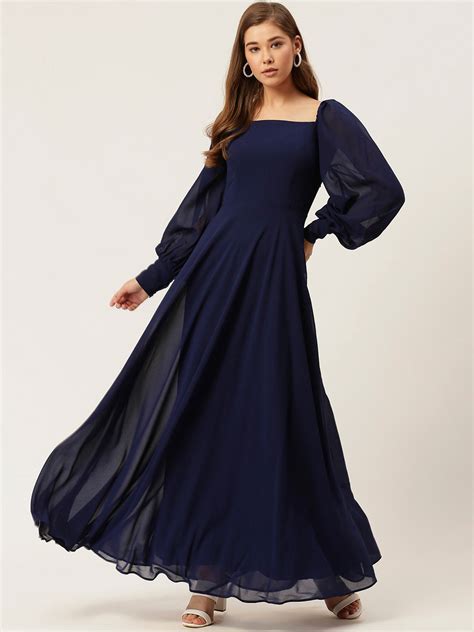 Twenty Dresses By Nykaa Fashion Love All Around Maxi Navy Blue Dress (M ...