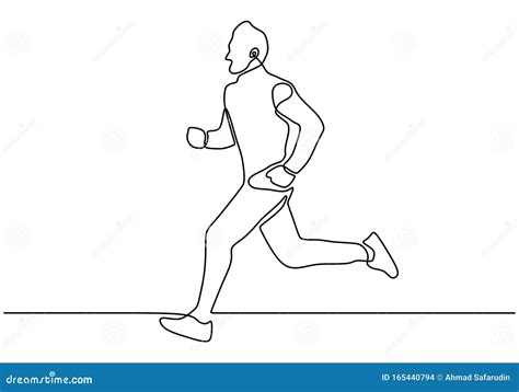 Continuous One Line Drawing Of Person Running During Sport Marathon Or ...