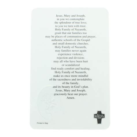 Holy Family prayer card language English