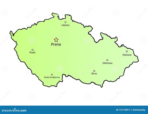 Czech Republic Map With Main Cities Stock Image - Image: 13119051