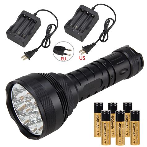 High power super bright 15000 lumens 12 x XMLT6 LED tactical flashlight outdoor lighting camping ...