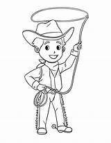 Cowboy With Rope Isolated Coloring Page For Kids 19979804 Vector Art At  sketch template
