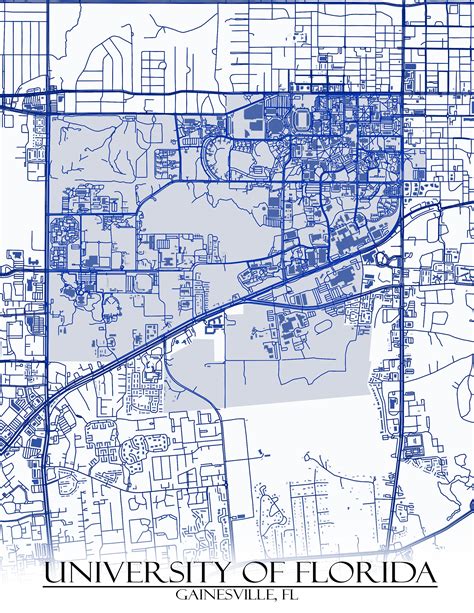 Colored Map of University of Florida / UF and All Its Roads | Etsy